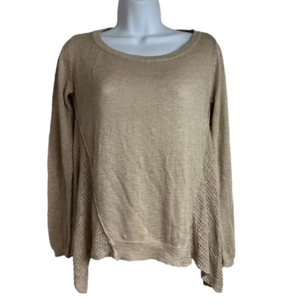 Poof! Sweater Free People‎ Vibes!  Size Small Cream Beige  Lightweight